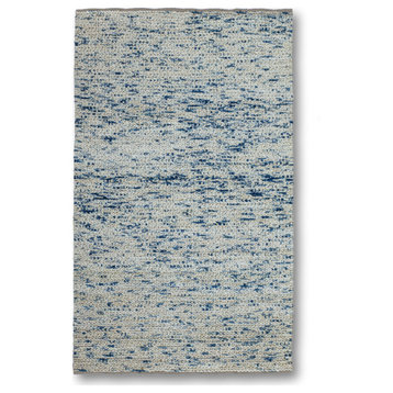 Handmade Flatwoven Jute Rug by Tufty Home, Bleach / Sky Blue, 2.5x9