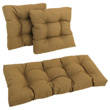 Square Outdoor Tufted Settee Cushions, 3-Piece Set, Wheat