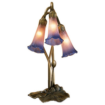 Meyda Lighting 14670 16"H Pink/Blue Pond Lily 3 Lt Accent Lamp
