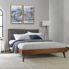 Linon Mid Century Platform Wood Queen Upholstered Bed in Brown