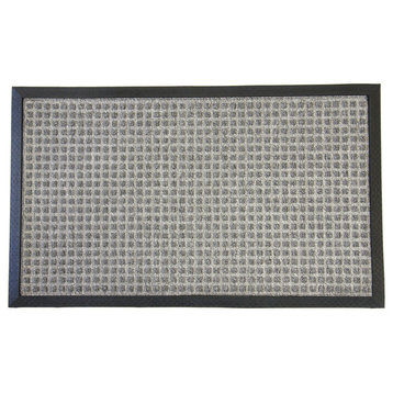 Rubber-Cal "Nottingham" Rubber Backed Carpet Mat - 16 x 24 inches - Gray