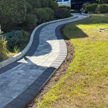 Stone Patio with Belgium Block Edging