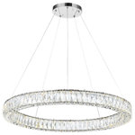 CWI Lighting - Madeline LED Chandelier With Chrome Finish - This halo chandelier is not to be missed. The Madeline 1 Ring LED Chandelier features a 3 inch thick round pendant measuring 32 inches in diameter. Its entire side is covered in faceted crystals that diffuse a brilliant but soft glow. Finished with chrome hardware, this decorative and functional fixture offers energy-efficient light and effortless elegance. Feel confident with your purchase and rest assured. This fixture comes with a three years warranty against manufacturers defects to give you peace of mind that your product will be in perfect condition.