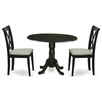 Atlin Designs Wood Dining Set with Linen Fabric Seat in Black