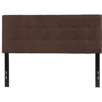 Bedford Tufted Upholstered Full Size Headboard, Dark Brown Fabric
