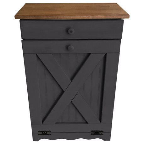 Farmhouse Pull Out Trash Bin, Black, Barn Door