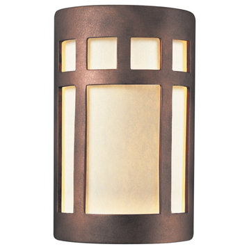 Ambiance Small Prairie Open Top/Bottom Sconce, Antique Copper, White, LED