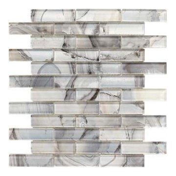 A glass backsplash with a color splash!