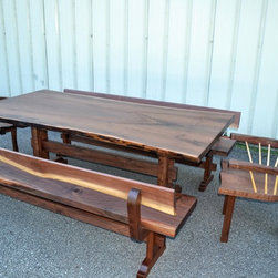 7ft Live Edge Walnut dining Set - Dining Sets