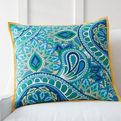Pottery Barn - Martina Printed Pillow Cover, 20", Blue Multi - Decorative Pillows