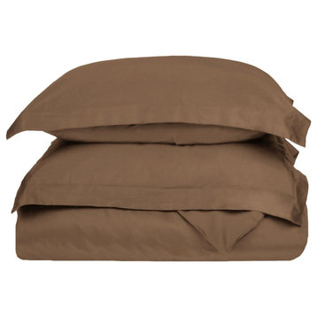 300 Thread Count Duvet Cover and Pillow Sham Set, Taupe, Twin