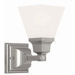 Livex Lighting - Livex Lighting 1031-35 Mission - 1 Light Wall Sconce in Mission Style - 5 Inches - The Mission collection has clean lines with geometMission 1 Light Wall Polished Nickel SatiUL: Suitable for damp locations Energy Star Qualified: n/a ADA Certified: n/a  *Number of Lights: 1-*Wattage:100w Medium Base bulb(s) *Bulb Included:No *Bulb Type:Medium Base *Finish Type:Polished Nickel
