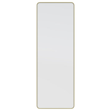 24" W X 67 " H Leaner Dressing Framed Mirror, Satin Brass