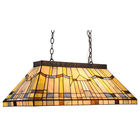 CHLOE Lighting Kinsey Tiffany Blackish Bronze 3-Light Mission Island Fixture