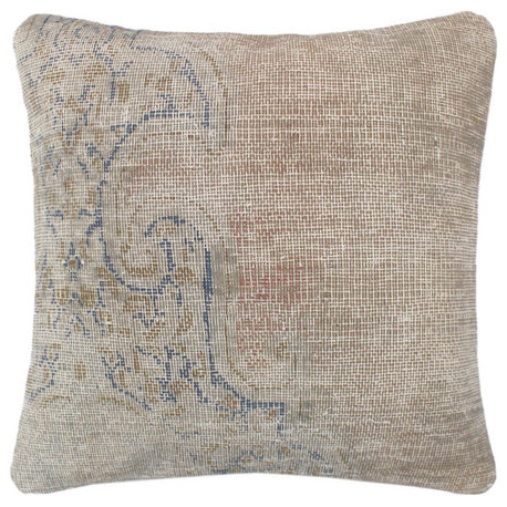 Contemporary Willough Vintage Distressed Handmade Rug Pillow