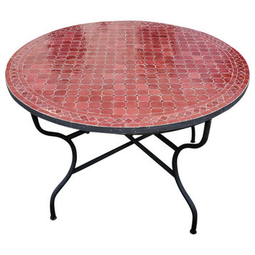48" Moroccan Round Mosaic Table, Burgundy