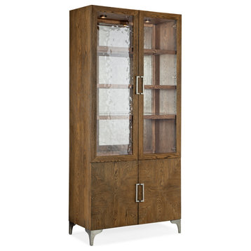Hooker Furniture Chapman Veneers Glass and Metal Display Cabinet in Brown/White