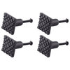 Black Wrought Iron Cabinet Knob Pull Square Diamond Grid with Hardware Pack of 4