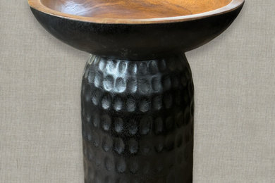 Mango Wood Sculptural Coffee Table | Natural & Black Gloss