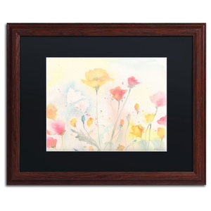 11 by 14-Inch Red Flower Shadows Artwork Sheila Golden in White Matte and Black Frame 