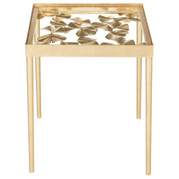 Mills Ginko Leaf Side Table, Antique Gold