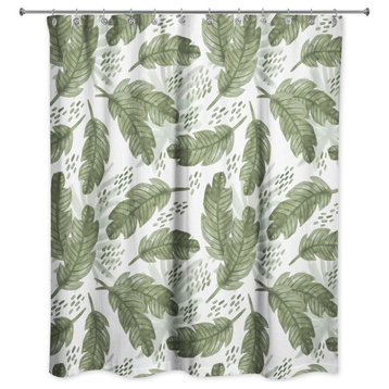 Tropical Leaves Pattern 71"x74" Shower Curtain