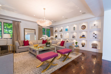 Example of a trendy formal and open concept living room design in Los Angeles