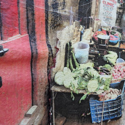 Streets of Kathmandu Detail - Mixed Media Art