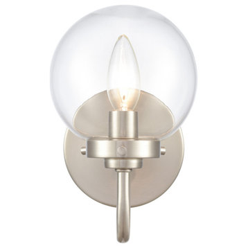 Fairbanks 8.5'' High 1-Light Sconce Brushed Nickel and Clear