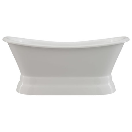 72" Cast Iron Pedestal Tub Without Faucet Holes, Benton