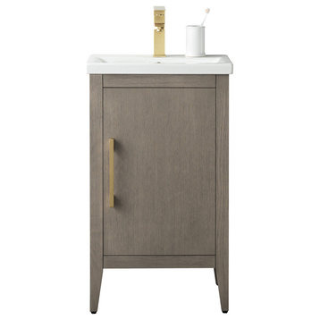 Bath Vanity Cabinet, Sink and Top, Driftwood Gray, 20", Golden Brushed