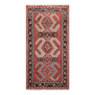 5'6''x11' Hand Woven Wool Southwestern Area Rug, Rust Color, Palace ...