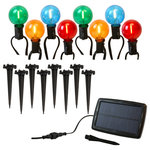 LumaBase - Solar Powered Multicolor Pathway Lights - Bring a magnificent ambiance your outdoor decor with multicolor solar pathway lights. Charged by the sun, these globe LED lights will highlight the look of your walkway, flower garden or driveway from dusk until dawn. The ground stakes can be removed and the string lights are perfect to hang under a patio umbrella, deck railing, fence and tree branches. These brilliant colorful lights offer a selection of options, steady, flashing, blinking and strobe. Keep in a sunny area everyday to charge the panel for nighttime illumination. They can be placed anywhere outdoors with no extension cord needed.