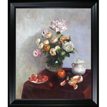 La Pastiche Flowers and Fruit with Black Matte Frame, 25" x 29"