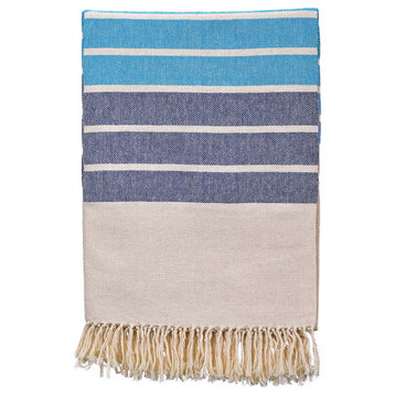Gradient Cotton Throws & Blankets in Shades of Blue, Medium