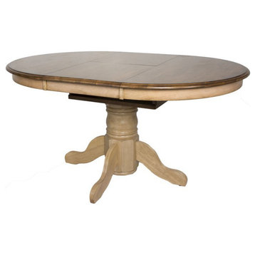 Sunset Trading Brook 42" Round Extendable Butterfly Wood Dining Table in Cream