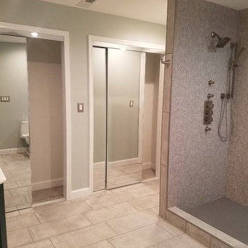 Basement Bathroom with Herringbone Shower Accent