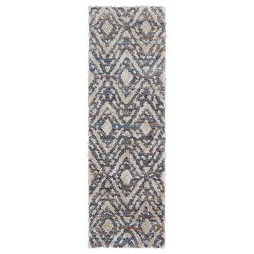 Weave & Wander Caide Contemporary Gray/Cream Rug, 2'6"x8" Runner