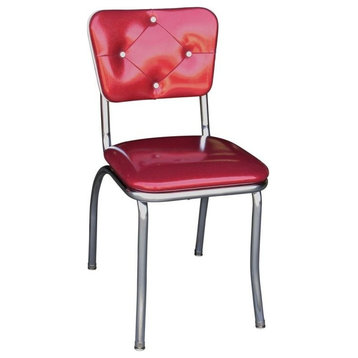 Tufted Retro Kitchen Chair, Glitter Sparkle Red