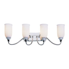 Polished Chrome and Fluted Glass 4-Light Bath Wall