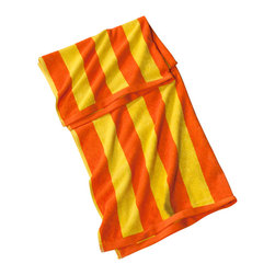 Classic Turkish Towels - Jumbo Turkish Cotton Cabana Beach Towel, Orange, 35"x70", 2 Tones Cabana Stripes - Beach Towels