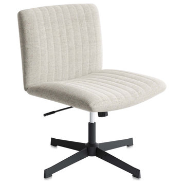 Swivel Linen Office Chair with Height Adjustment and Tilt Function, Beige