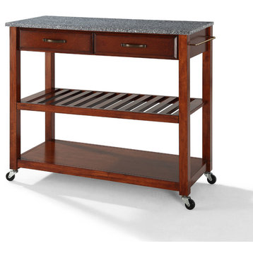 Solid Granite Top Kitchen Cart/Island With Optional Stool Storage, Classic Che