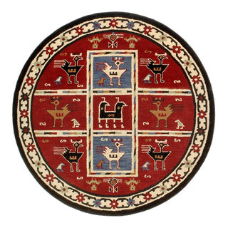 St. Croix Navy Traditions Kashan Wool Rug - 6' x 6' Round