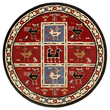 Red Traditions Tribal Rug, 6' Round