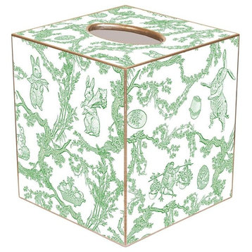 TB1758- Green Bunny Toile Tissue Box Cover