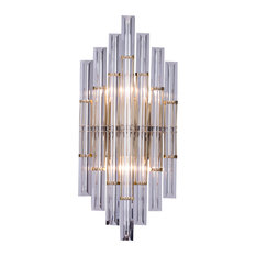 Gold Frame With Clear Glass Rod Wall Sconce