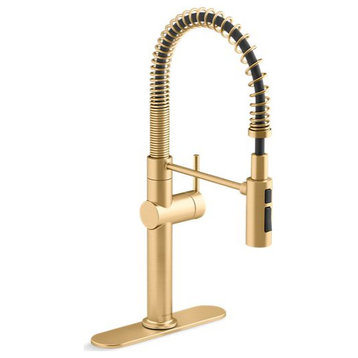Kohler Crue 1-Handle Semi-professional Kitchen Sink Faucet, Moderne Brass