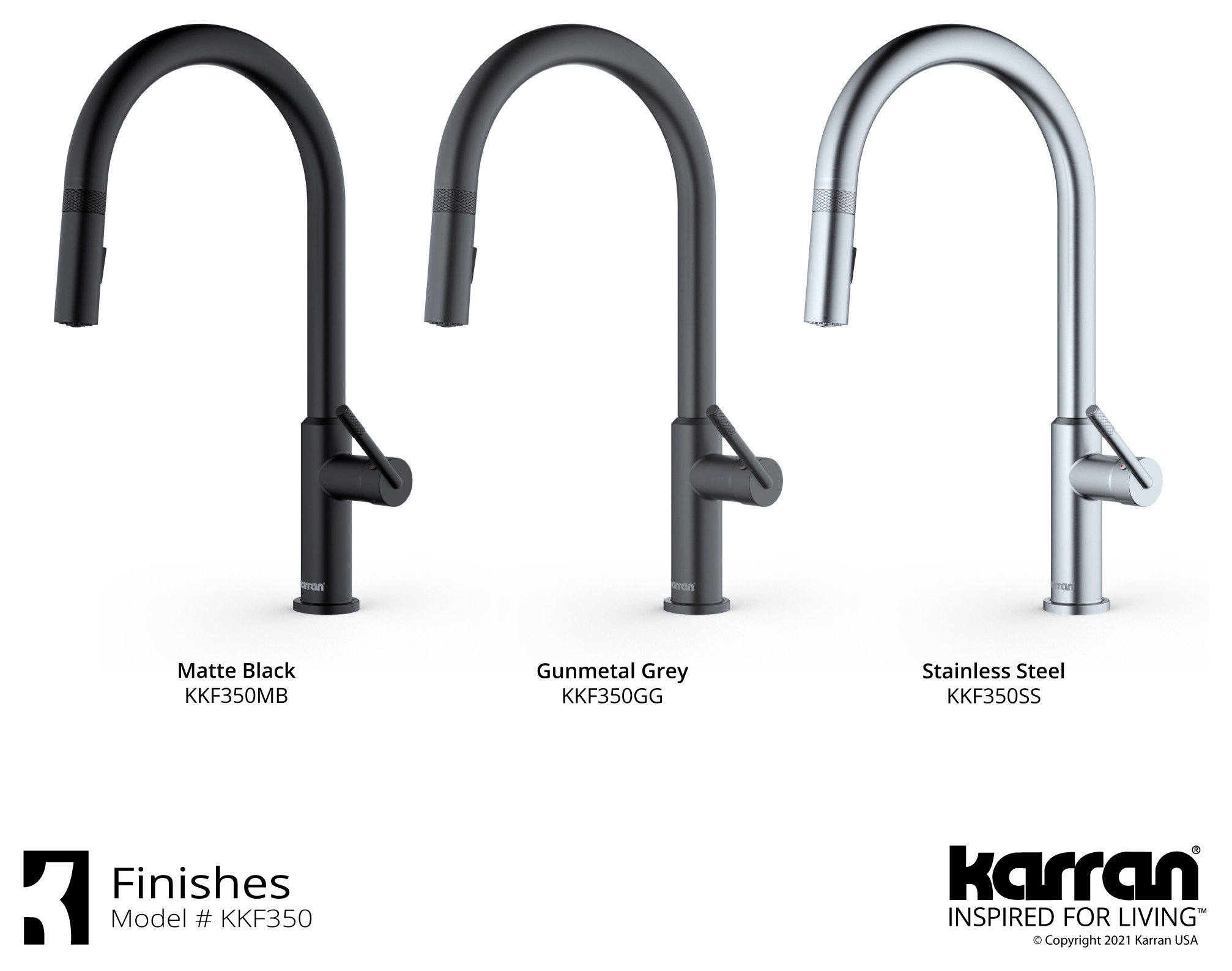 Karran KKF350 1-Handle Pull Down Dual Function Sprayer Faucet, Stainless Steel