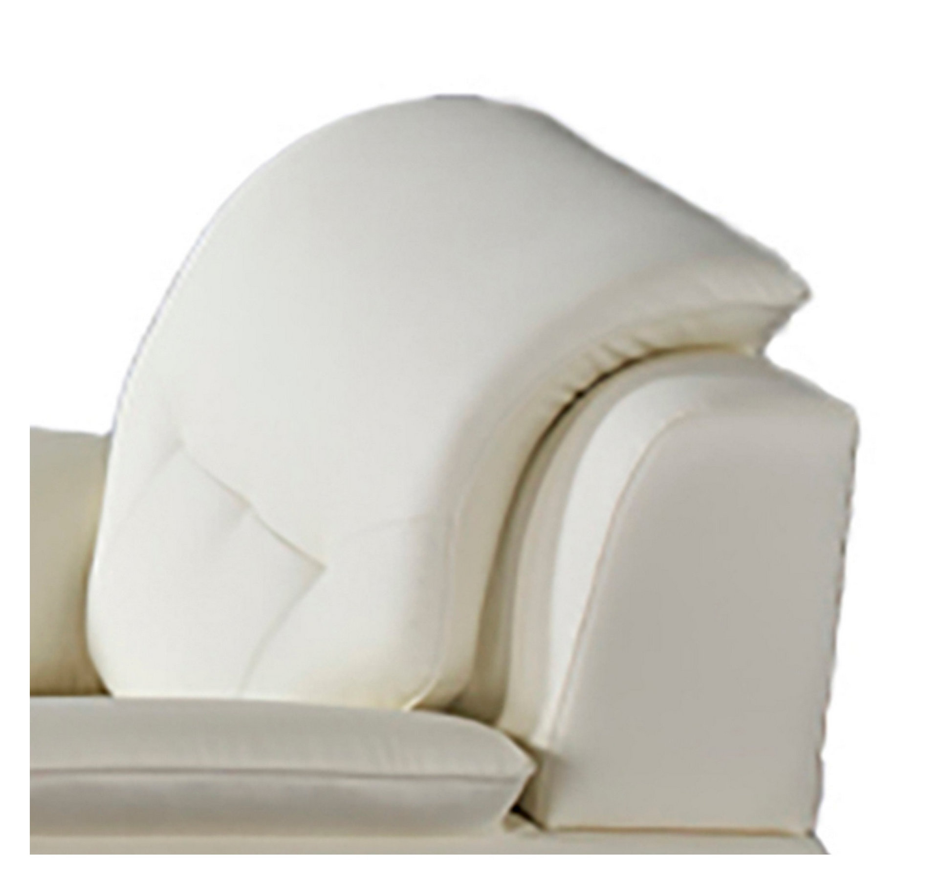 Olaf 50 Inch Sofa Chair, Tufted Ivory Faux Leather, Chrome Metal, Wood ...
